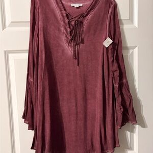 Love Riche Mauve Lace-Up Tunic